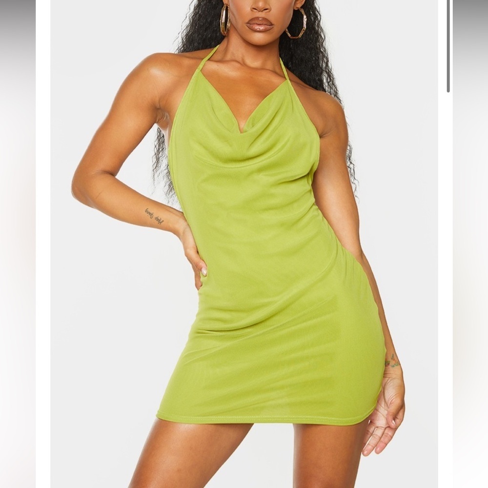 PrettyLittleThing Lime Green Backless Dress